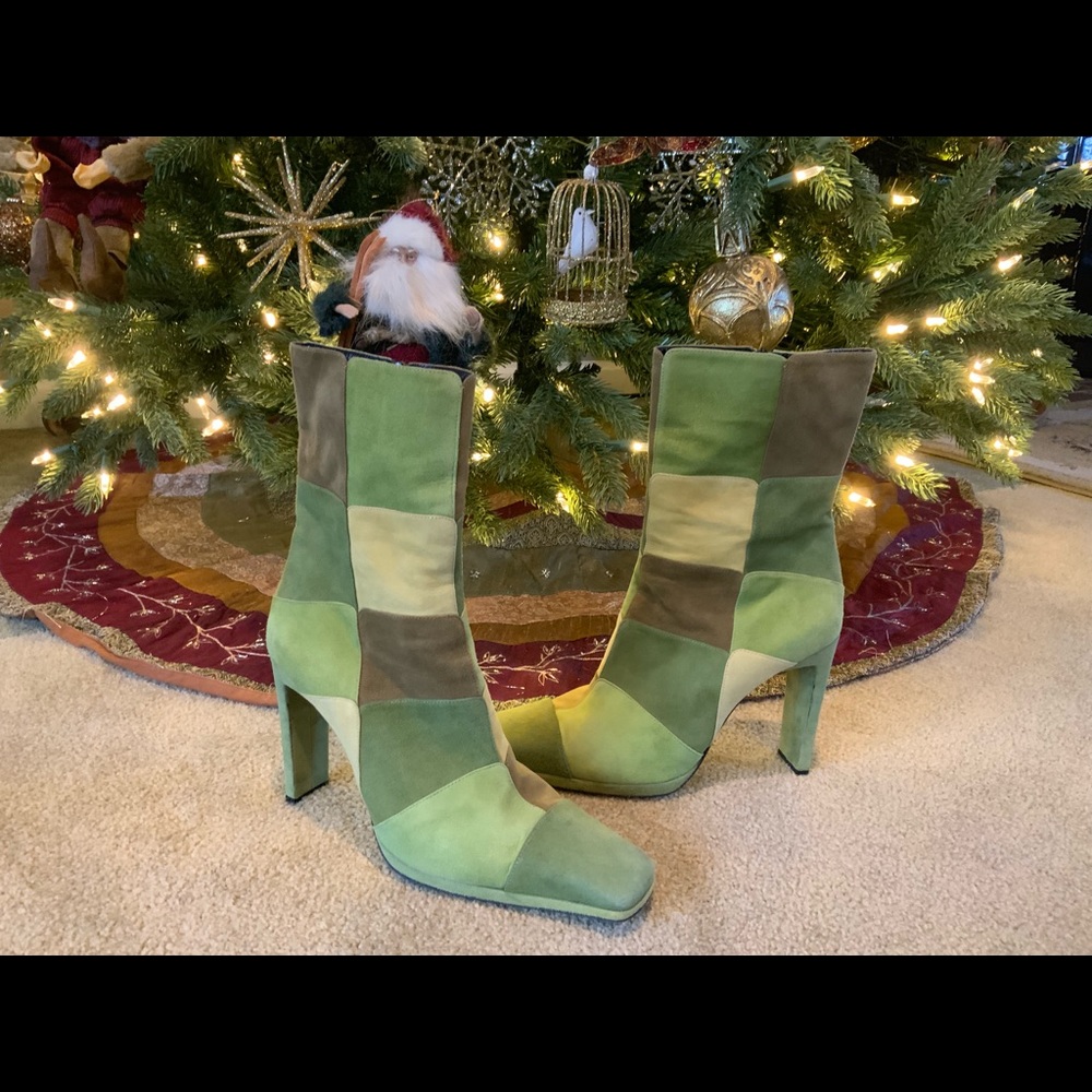 Vintage Patchwork Velvet Ankle Boots